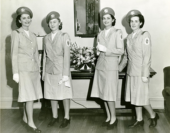 Cadet Corps Student Nurses Eileen Duffy, Jeanne Simpson, Eleanor Snoke, and Jean Gerhard, Class of 1945. Alumni Association of Philadelph...