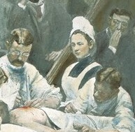 Close up of Mary V. Clymer in The Agnew Clinic